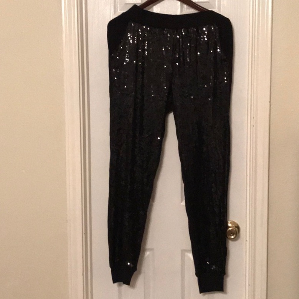 Black sequin joggers